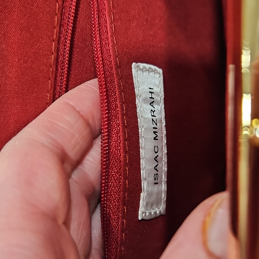 Isaac Mizrahi Red Crocodile-Embossed Clutch - Picture 2 of 12